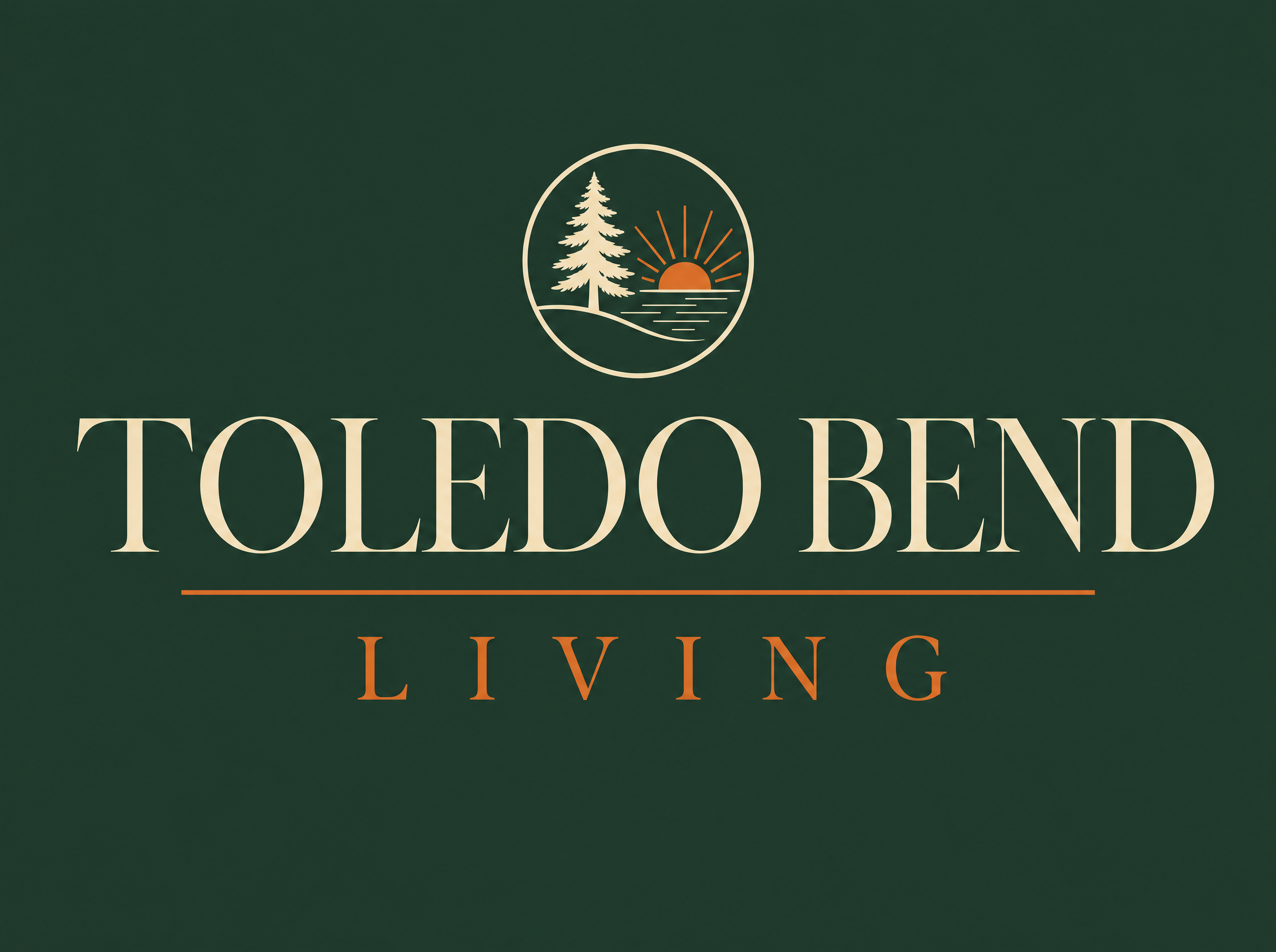 Living wordmark concept 03: with pine/sun emblem